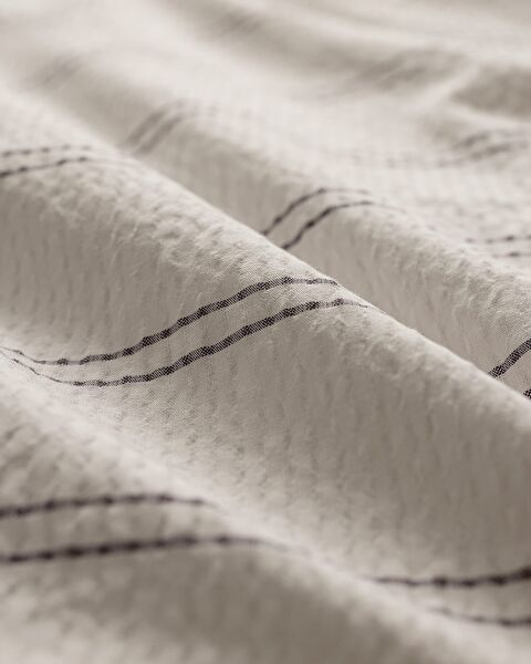 Linda gestreept eenpersoons dekbedovertrekset van 100% gewassen katoen, seersucker - wit/antraciet - 5