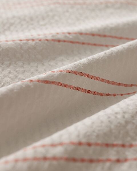 Linda gestreept eenpersoons dekbedovertrekset van 100% gewassen seersucker katoen - wit/koraal - 5