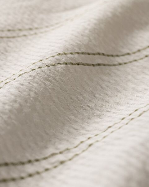 Linda gestreepte eenpersoons dekbedovertrekset van 100% gewassen katoen, seersucker - wit/kaki - 5