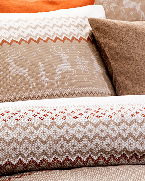 Manchot eenpersoons dekbedovertrekset van 100% katoen met Ranforce-print - Beige - 1