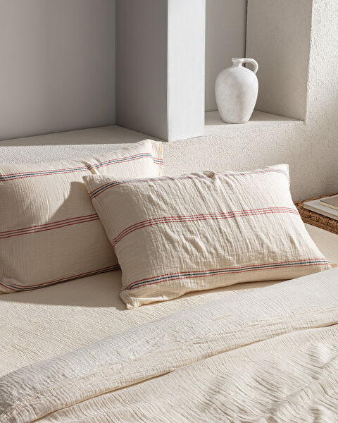 Breville Sıngle Sıze Muslın Yarn Dyed Duvet Cover Set - Fıtted - 3