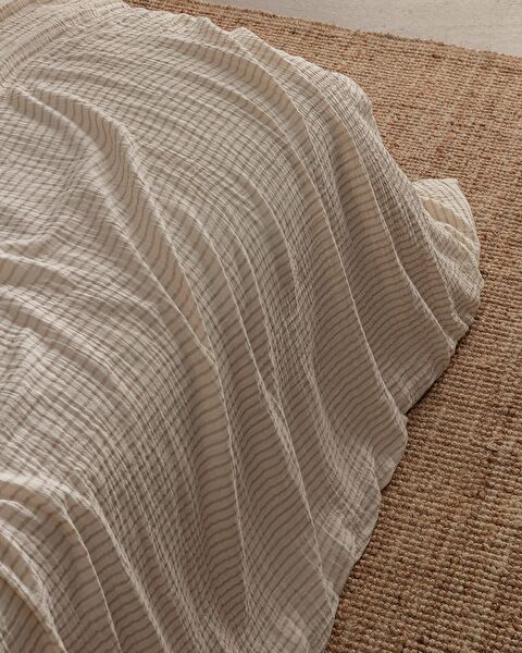 Agnes Sıngle Sıze Muslın Yarn Dyed Duvet Cover Set - Fıtted - 2