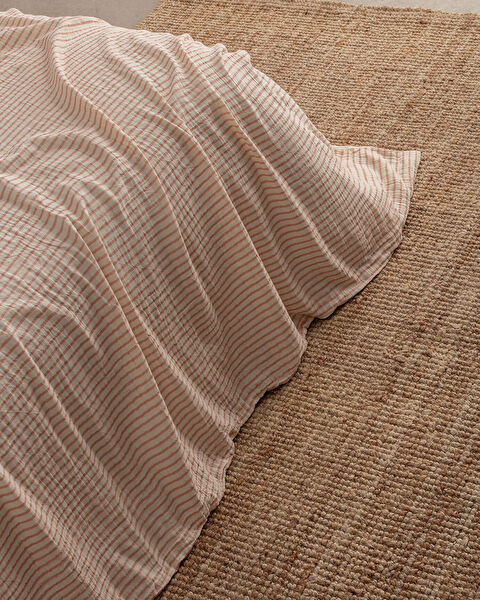 Agnes Sıngle Sıze Muslın Yarn Dyed Duvet Cover Set - Fıtted - 2