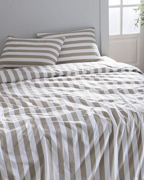 Avignon Single 100% Cotton Ranforce Printed Duvet Cover Set - Khaki - 1