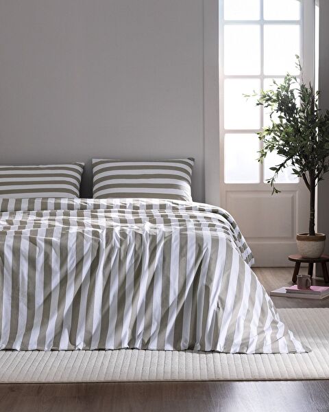 Avignon Single 100% Cotton Ranforce Printed Duvet Cover Set - Khaki - 0