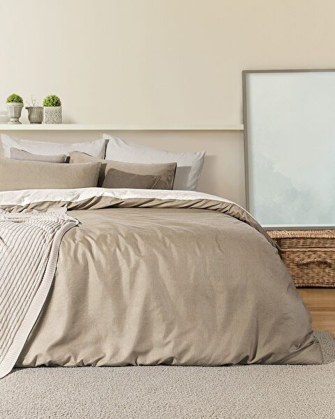 Cher Eenpersoons dekbedovertrekset met print - Beige - 0