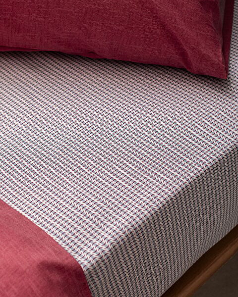 Juin Single Cotton Printed Duvet Cover Set - Claret Red - 3