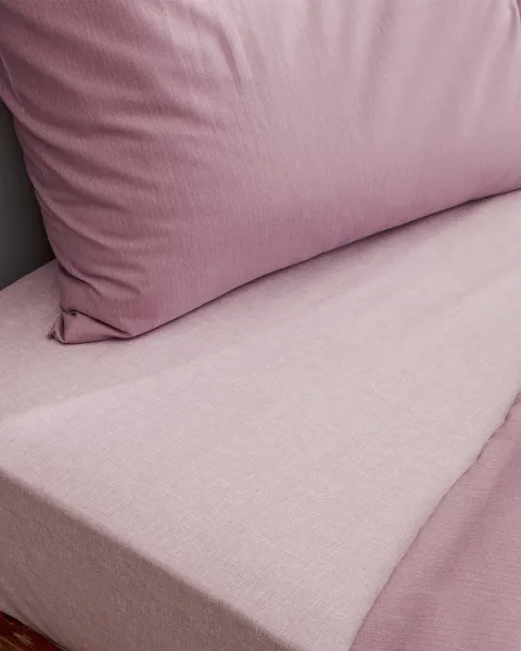 Ensemble de housse de couette simple en coton imprimé Cher - Prune clair - 3