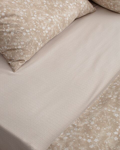 Fiance katoenen eenpersoons dekbedovertrekset met print - beige - 3