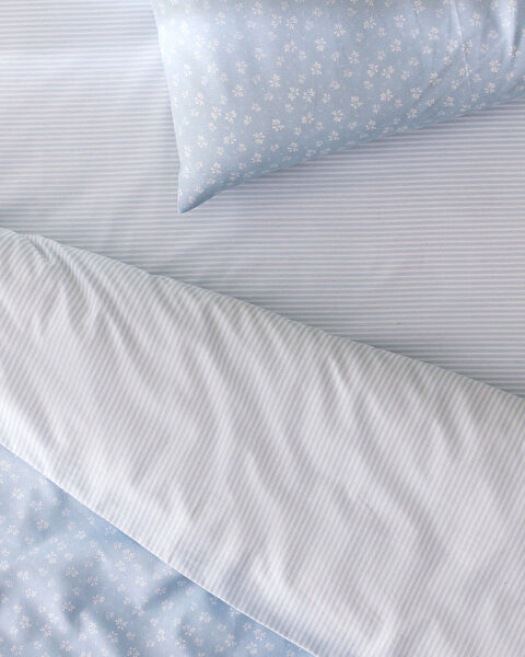 Marlie Einzelbettbezug-Set aus Baumwolle mit Bedruckung – Blau - 5