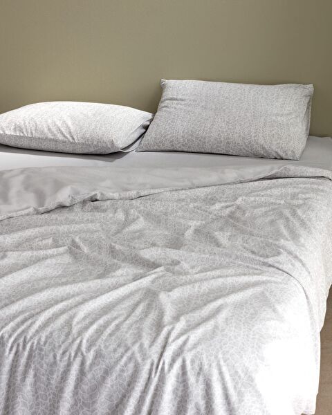 Grelot eenpersoons katoenen dekbedovertrekset met print - grijs - 1