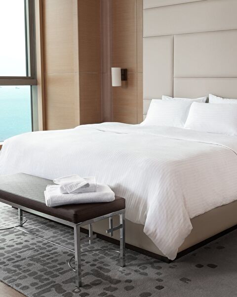 Sıbyla Double Satin Striped Duvet Cover - White - 0