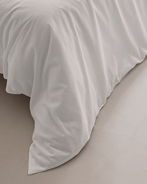 Manon Double 100% Cotton Ranforce Plain Duvet Cover - White - 2