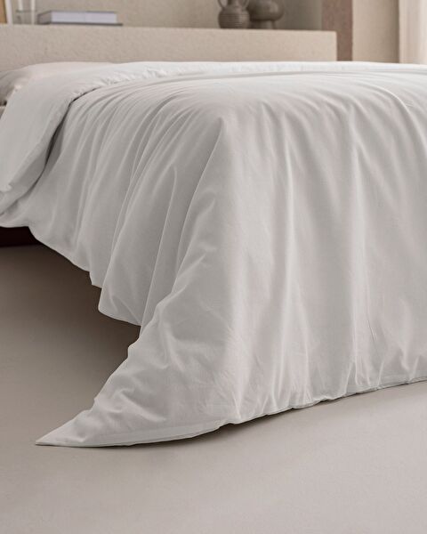 Manon Double 100% Cotton Ranforce Plain Duvet Cover - White - 1