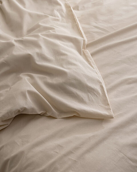 Manon tweepersoons 100% katoenen Ranforce effen dekbedovertrek - Beige - 4