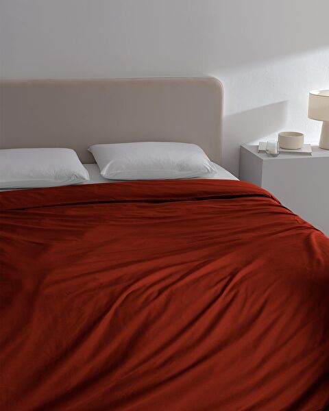 Manon Double 100% Cotton Ranforce Plain Duvet Cover - Orange - 1