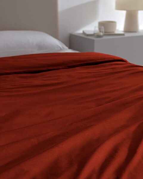 Manon Double 100% Cotton Ranforce Plain Duvet Cover - Orange - 2