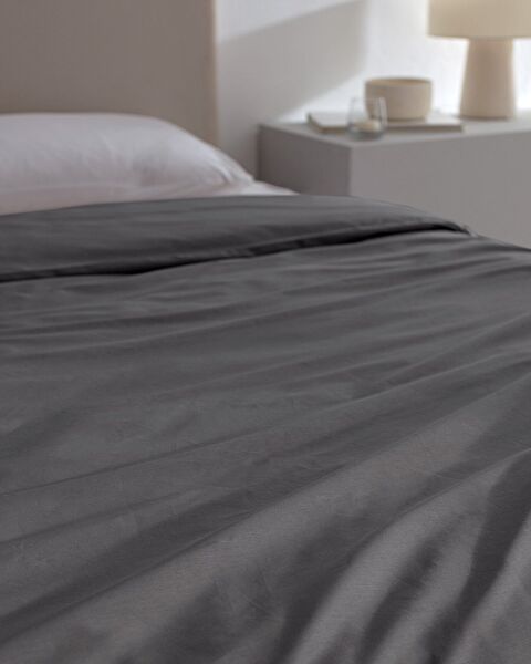 Manon Double 100% Cotton Ranforce Plain Duvet Cover - Anthracite - 2
