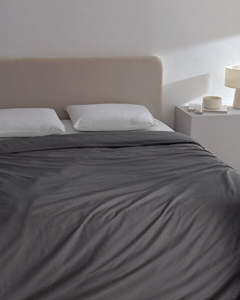 Manon Double 100% Cotton Ranforce Plain Duvet Cover - Anthracite - 1