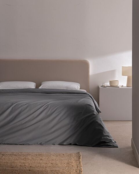 Manon Double 100% Cotton Ranforce Plain Duvet Cover - Anthracite - 0