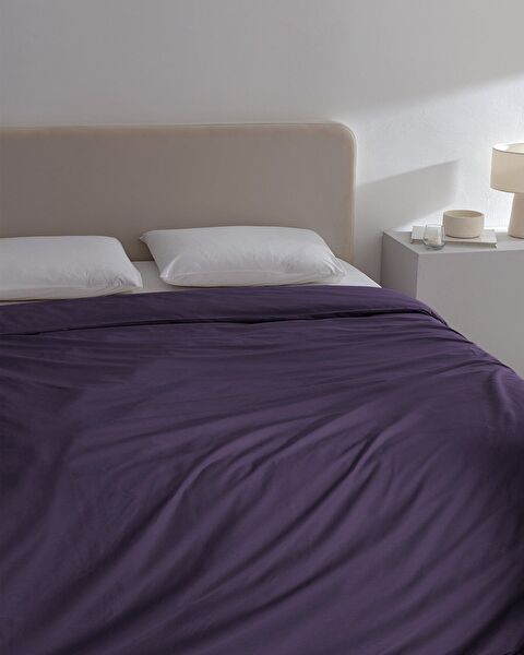 Manon Double 100% Cotton Ranforce Plain Duvet Cover - Purple - 1
