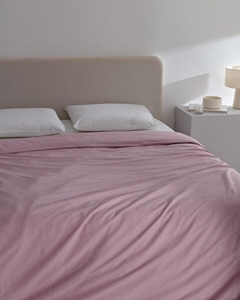 Manon Double 100% Cotton Ranforce Plain Duvet Cover - Light Plum - 1
