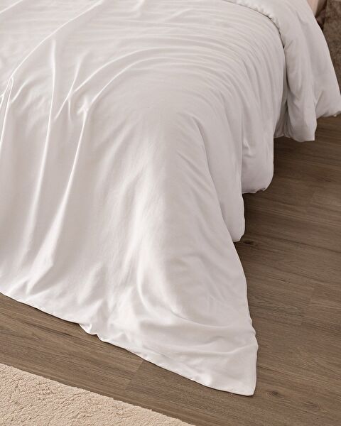 Housse de couette double en satin 100 % coton Ciel - Blanc - 1