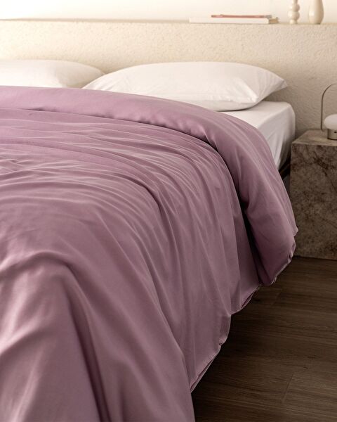 Housse de couette double en satin 100 % coton Ciel - Prune clair - 2