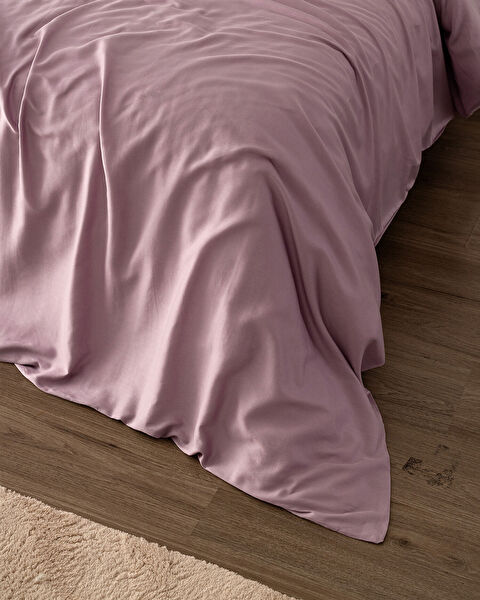 Housse de couette double en satin 100 % coton Ciel - Prune clair - 1