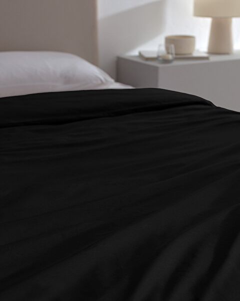 Manon King Size %100 Pamuk Ranforce Düz Nevresim - Siyah - 2