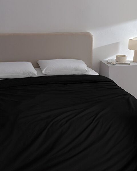 Manon King Size %100 Pamuk Ranforce Düz Nevresim - Siyah - 1