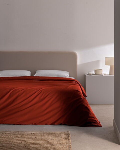Manon King Size 100% Cotton Ranforce Plain Duvet Cover - Orange - 0