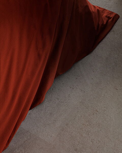 Manon King Size 100% Cotton Ranforce Plain Duvet Cover - Orange - 3
