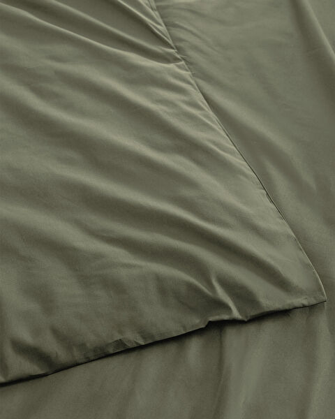 Manon King Size 100% Cotton Ranforce Plain Duvet Cover - Green - 4