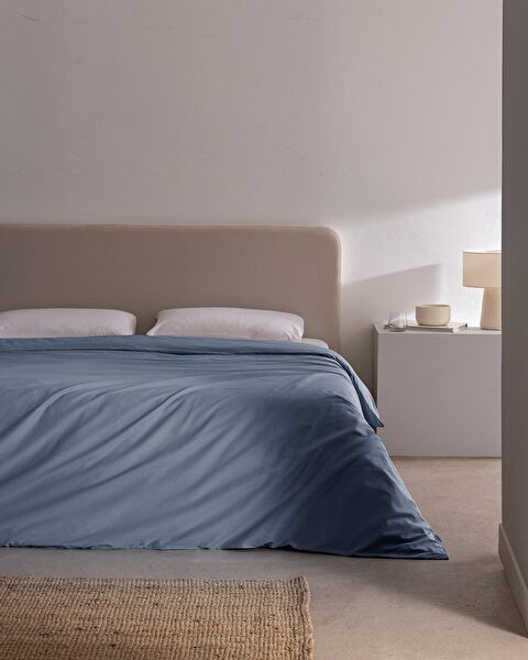 Manon King Size 100% Cotton Ranforce Plain Duvet Cover - Dark Blue - 0