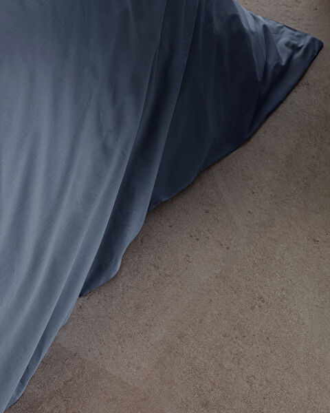 Manon King Size 100% Cotton Ranforce Plain Duvet Cover - Dark Blue - 3