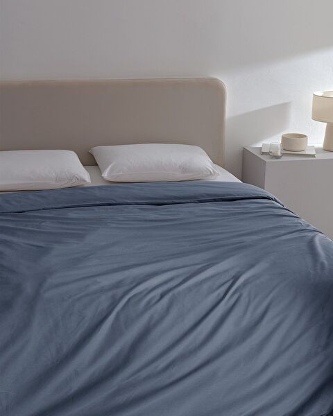 Manon King Size 100% Cotton Ranforce Plain Duvet Cover - Dark Blue - 1