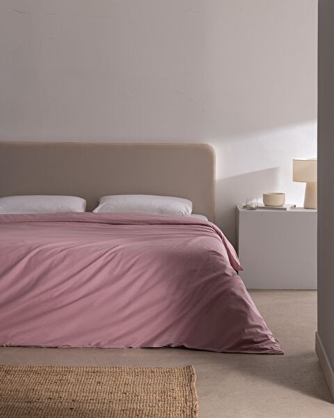 Manon King Size 100% Cotton Ranforce Plain Duvet Cover - Dusty Rose - 0