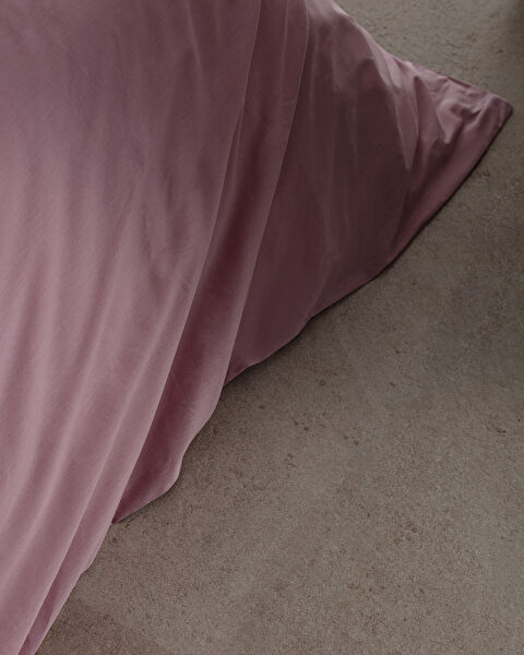 Manon King Size 100% Cotton Ranforce Plain Duvet Cover - Dusty Rose - 3
