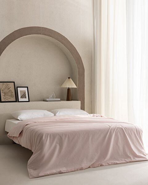 Housse de couette unie Manon King Size 100% coton Ranforce - Poudre - 0