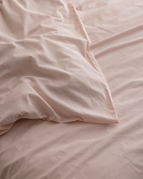 Housse de couette unie Manon King Size 100% coton Ranforce - Poudre - 4