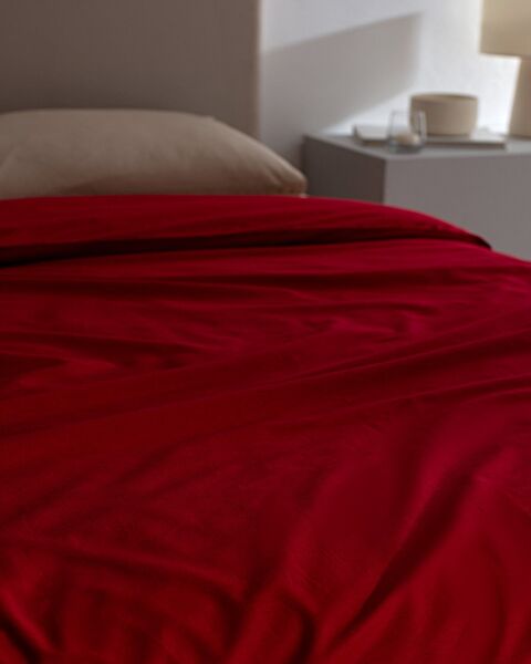 Manon eenpersoons 100% katoenen Ranforce effen dekbedovertrek - rood - 2