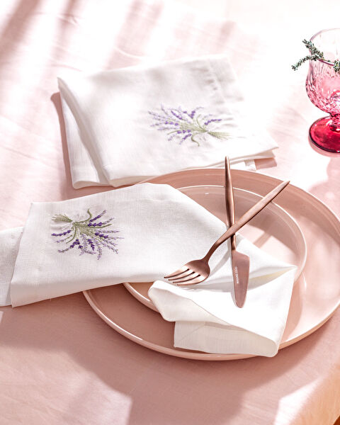 Serviette 2 pièces La Lavande - Blanc/Lilas - 2
