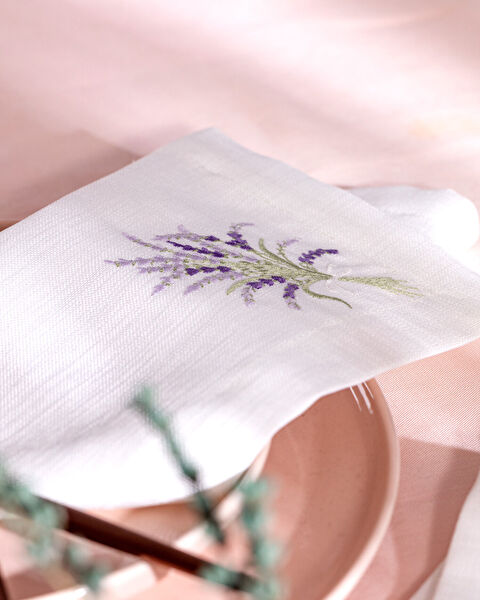 Serviette 2 pièces La Lavande - Blanc/Lilas - 4
