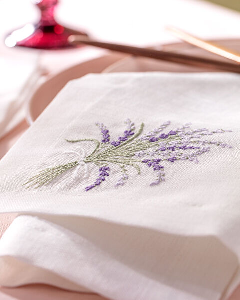 Serviette 2 pièces La Lavande - Blanc/Lilas - 3