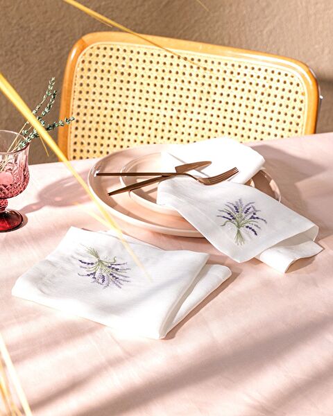 Serviette 2 pièces La Lavande - Blanc/Lilas - 0