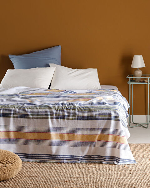 Janvier Double Cotton Printed Piqué - Navy Blue/Khaki - 0