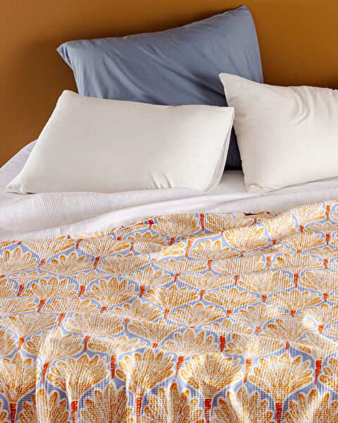 Kerman dubbel gekaarde bedrukte deken - geel - 1