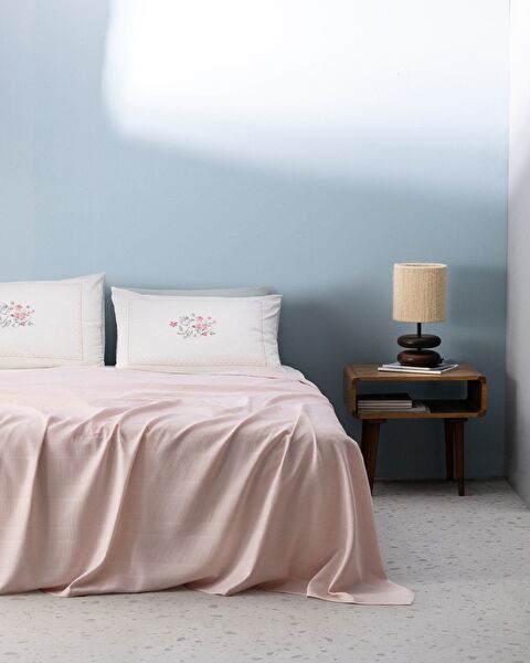 Ensemble piqué uni double 100 % coton cardé Mathilda - Poudre - 0