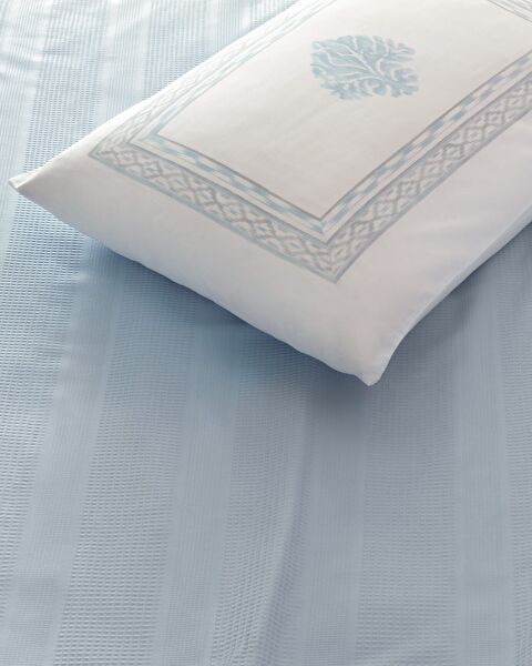 Mathilda dubbele 100% katoen gekaard effen piqué set - blauw - 3